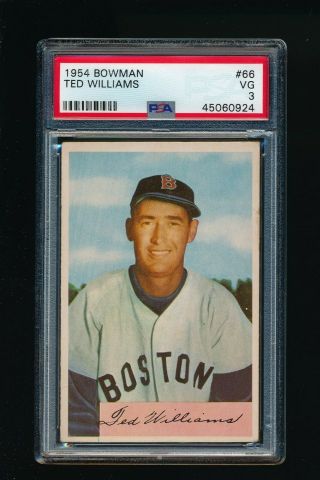 1954 Bowman 66 Ted Williams Psa 3 Vg Boston Red Sox