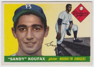 1955 Topps - Sandy Koufax - 123 - Brooklyn Dodgers - Rookie Card - Vg - Ex