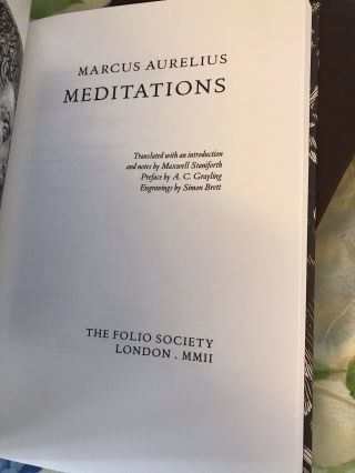 Meditations - Marcus Aurelius - Folio Society,  Leatherbound In Goatskin 3