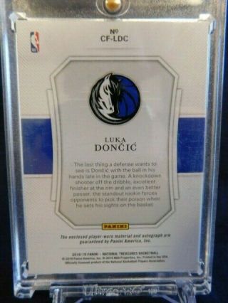 2018 - 2019 National Treasures Clutch Factor Luka Doncic Auto 70/99 2