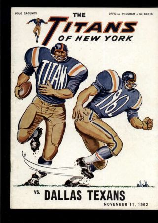 1962 York Titans Vs Dallas Texans Official Souvenir Program Lot2138