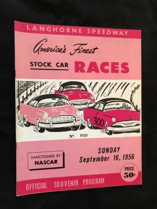 1956 Stock Car Racing Program & Ticket Stub Langhorne Speedway - Nascar Event