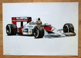Artist Signed Print Of Colored Pencil Drawing Of Ayrton Senna By Mark Palumbo