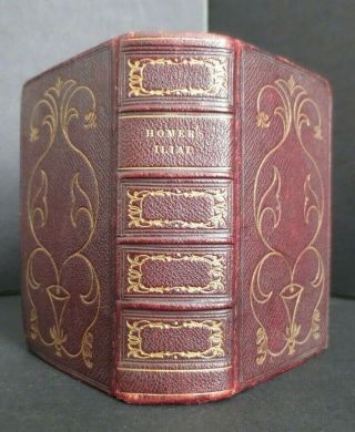 1837 Homer Iliad Pope Pub.  Bell Fine Tooled Gilt Leather Binding 24 Engravings