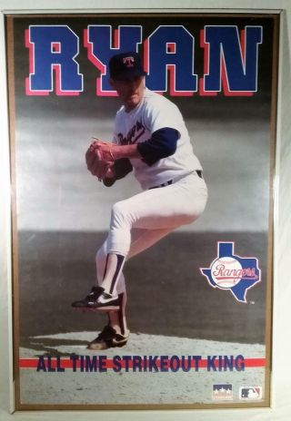 1991 Starline 22 " X 34 " Poster Nolan Ryan Texas Rangers All Time Strikeout King