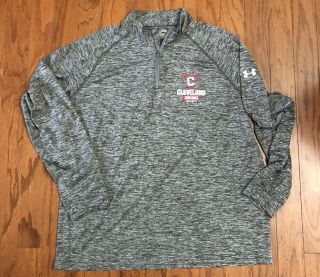 Cleveland Indians Under Armour Pullover 1/4 Zip Jacket Xxl 2x Dri Fit $60 Gray