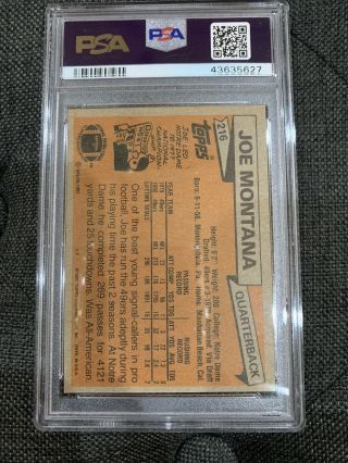 1981 Topps Joe Montana Rookie PSA 9 216 RC Check out Our Others 2
