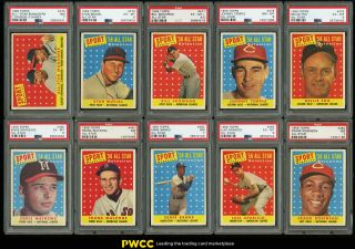 1958 Topps All - Star Mid - Hi Grade Complete Psa Set Banks Mays Mantle Aaron (pwcc)