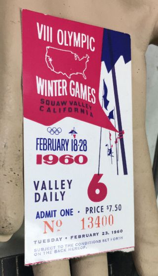 Scarce Feb.  23,  1960 Squaw Valley,  California Vii Winter Olympics Ticket Stub