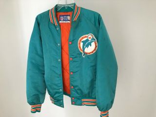 Vintage 90s Miami Dolphins Satin Football Nfl Jacket - Large