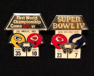 Kansas City Chiefs Set Of Nfl Bowl I & Iv Starline Collector Pins,  Vintage
