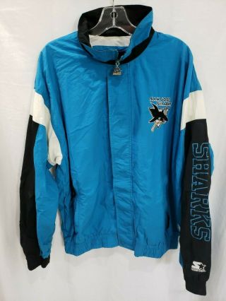 Vintage 90s Starter Nhl San Jose Sharks Hockey Windbreaker Jacket Mens L