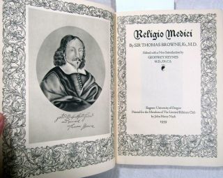 1939 Limited Editions Club Lec – “religio Medici” – Signed John Henry Nash