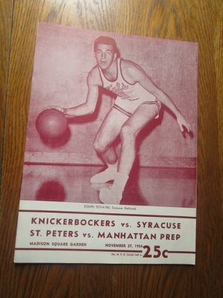 1954 Ny Knickerbockers Vs.  Syracuse Nationals Program - Dick Mcguire,  Dolph Schayes