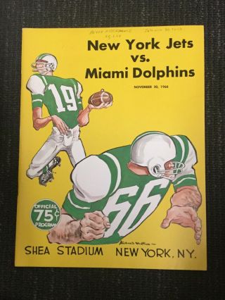 1966 York Jets Program - Vs Miami Dolphins - Afl - Football