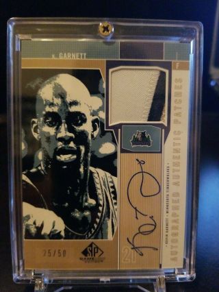2002 - 03 Sp Game Auto Patch Kevin Garnett Timberwolves On Card Auto