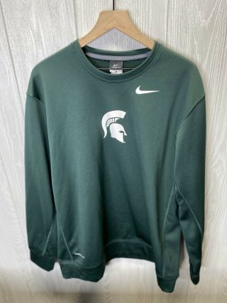 Nike Michigan State Spartans Sweatshirt Mens Xl Therma Fit Green