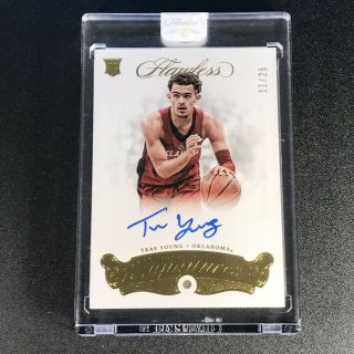 Trae Young 2018 Panini Flawless 106 Diamond Gold Autograph Auto Rookie D 11/25