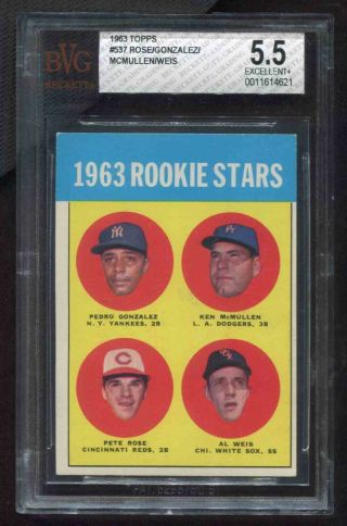 1963 Topps 537 Pete Rose Reds Rookie Rc Bvg 5.  5