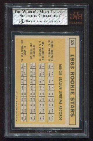 1963 TOPPS 537 PETE ROSE REDS ROOKIE RC BVG 5.  5 2