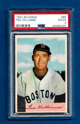 1954 Bowman 66 Ted Williams Boston Red Sox Psa 2 Good