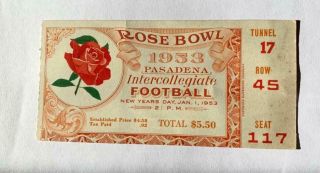 Historic 1953 Rose Bowl College Football Ticket Stub Pasadena Wisconsin Usc