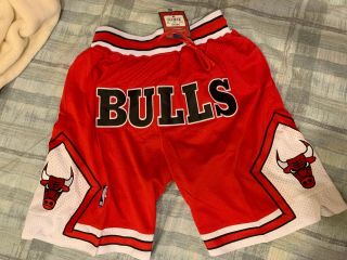 Chicago Bulls Red And White Jordan Throwback Just Don Mens Basketball Shorts