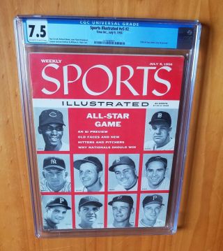 Sports Illustrated 1956 2nd Mantle Berra Allstar Newsstand Cgc 7.  5 Tough Issue
