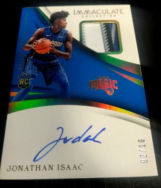 2/10 Jonathan Isaac 2017 - 18 Immaculate Gold Autograph Rpa Rookie Patch Auto