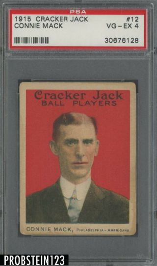 1915 Cracker Jack 12 Connie Mack Philadelphia Hof Psa 4 Vg - Ex
