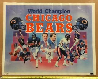 C.  Hayes 1986 CHICAGO BEARS World Champion Poster Payton Ditka McMahon 28 