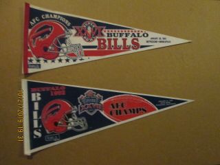 Nfl Buffalo Bills Vintage 1991 & 1992 Afc Champs Team Logo Football Pennants