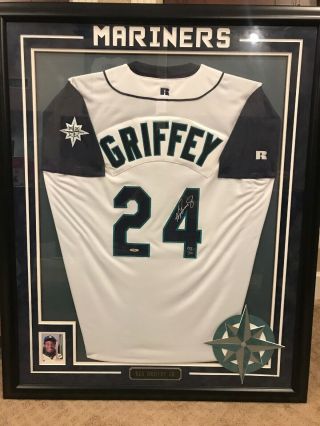 Ken Griffey Jr Signed Authentic Russell Mariners Jersey & Rookie Card Framed Uda