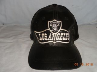 Vintage Team Nfl Los Angeles Raiders Leather Adjustable Cap/ Hat.