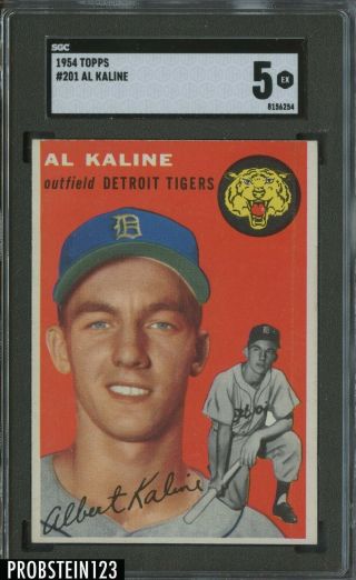 1954 Topps 201 Al Kaline Detroit Tigers Rc Rookie Hof Sgc 5 Ex Looks Nicer