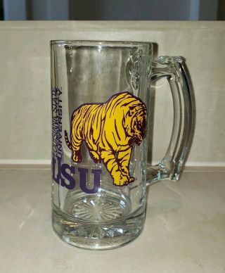 Vintage Lsu Logo Louisiana State University Tigers Glass Mug Very Rare