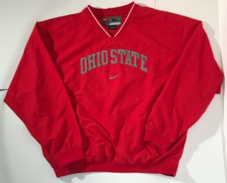 Mens Nike Team Ohio State Red V Neck Pullover Jacket Size Xl Pockets Side Zip