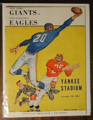 1962 York Giants Vs Philadelphia Eagles Football Program - Ya Tittle