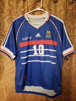 Adidas Fifa France 1998 World Cup Final Retro - Classic Zidane 10 Jersey Large