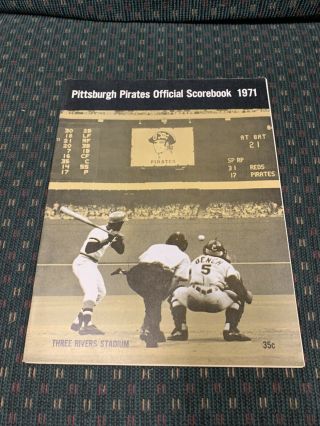 8/31/1971 Pittsburgh Pirates Scorebook Program Roberto Clemente World Series