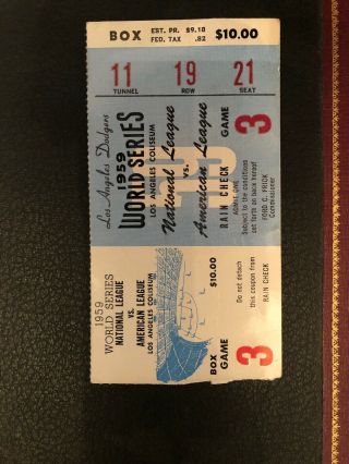 1959 La Dodgers World Series Ticket Stubs - $10.  00 Seats