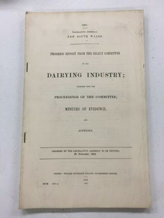 1905 Nsw Select Committee Report On The Dairying Industry - G277