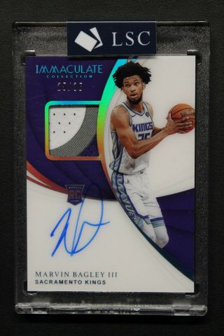 2018 - 19 Panini Immaculate Marvin Bagley Rookie Patch Auto Jersey Number 25/35
