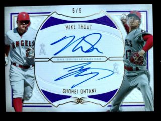 2019 Topps Definitive Baseball Mike Trout/shohei Ohtani Auto Dual 5/5