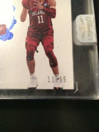 2018 - 19 Flawless TRAE YOUNG 11/15 Sapphire Rookie Logo Patch Auto Jersey 2