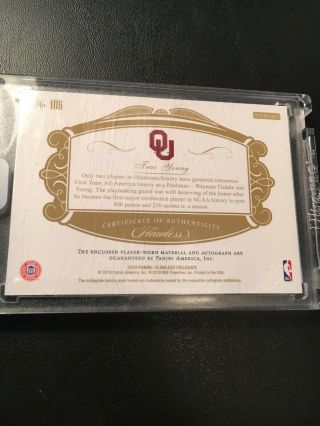 2018 - 19 Flawless TRAE YOUNG 11/15 Sapphire Rookie Logo Patch Auto Jersey 3