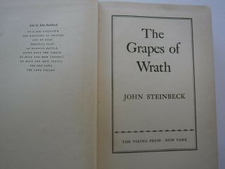 The Grapes of Wrath by John Steinbeck,  1st Edition,  7th Printing,  1939 3