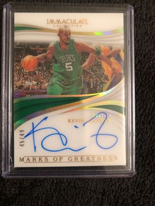 2018 - 19 Immaculate Kevin Garnett Marks Of Greatness Acetate Auto 45/49 Celtics