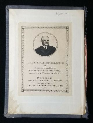 1922 A.  G Spalding Personally Owned Book Back Cover Donated York Library