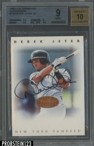 1999 Leaf Signature Bronze 118 Derek Jeter Yankees Rc Auto Bgs 9 W/ (2) 9.  5 